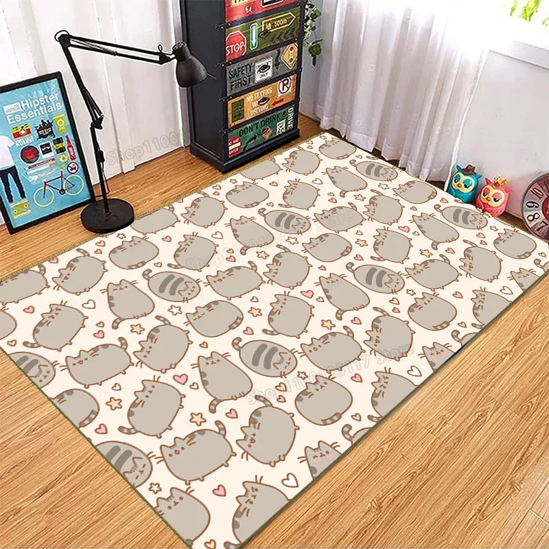 Pusheen Cat Carpet Living Room Home Decoration Non-slip Bathroom Rug Rectangle Door Mat Anime Cartoon Kitchen Mats Kids Gifts