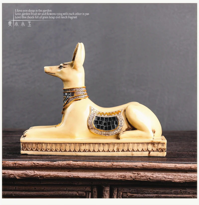 

CREATIVE ANCIENT EGYPT ANUBIS WHITE SAND ART SCULPTURE DOG GOD FIGURINE RESIN CRAFTS DECORATIONS FOR HOME R3699