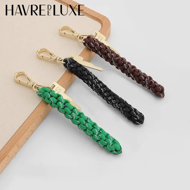 Pure Hand Woven Hook Bag Pendant Braided Rope Charm Creative Ins Style Car Keychain Fashionable and Unique Key Shaped Gifts