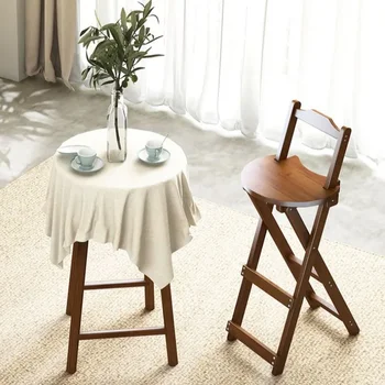 단단한 나무 원형 키 큰 의자, 간단한 거실 의자, 현대 암리스 바 의자, 분리형 접이식 가정용 가구 