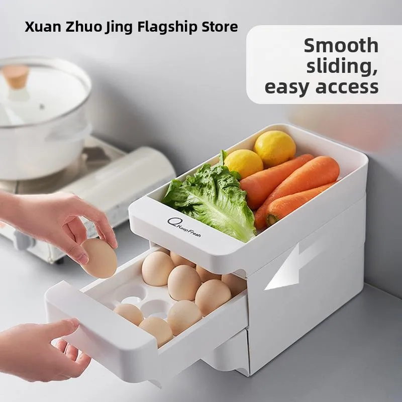 

Organizer Box Egg Storage Drawer Style Refrigerator Egg Tray Preservation Box Egg Holder Stand Home Organization Accessories