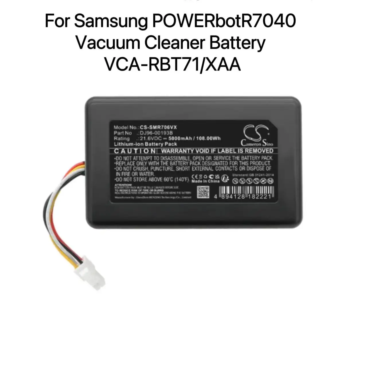 

For Samsung POWERbotR7040 Vacuum Cleaner Battery VCA-RBT71/XAA 21.6V 4500mAh