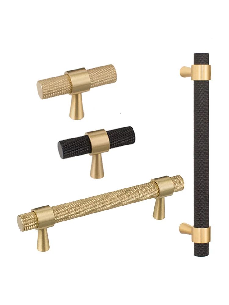 Brass Diamond-Cut Cross Knurled Cabinet Door Handle Drawer T Bar Wardrobe Pull Drawer Knob Dresser Handle Furniture Hardware