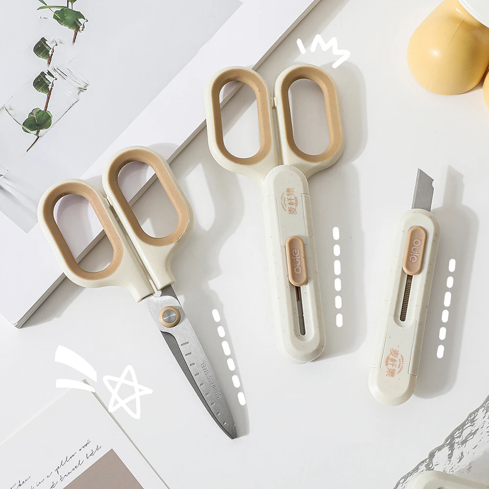 2 In 1 Multifunctional Scissors and Knife for School Students Craft Tools