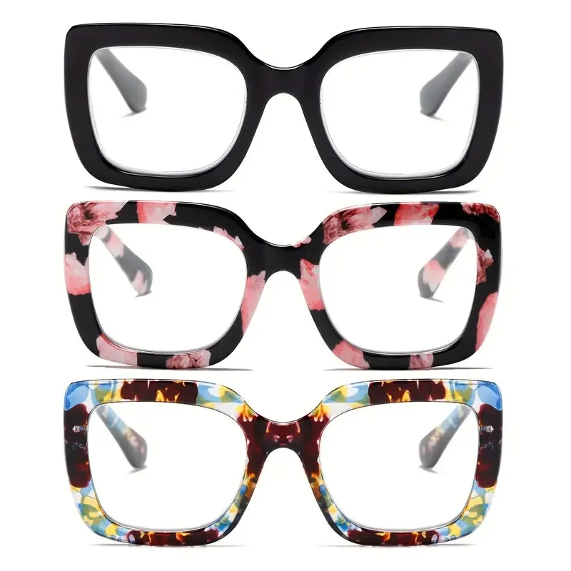 Retro Oversized Reading Glasses For Women, Blue Light Blocking Readers With Spring Hinge, 1.0 1.5 2.0 2.5 3.0 3.5 4.0