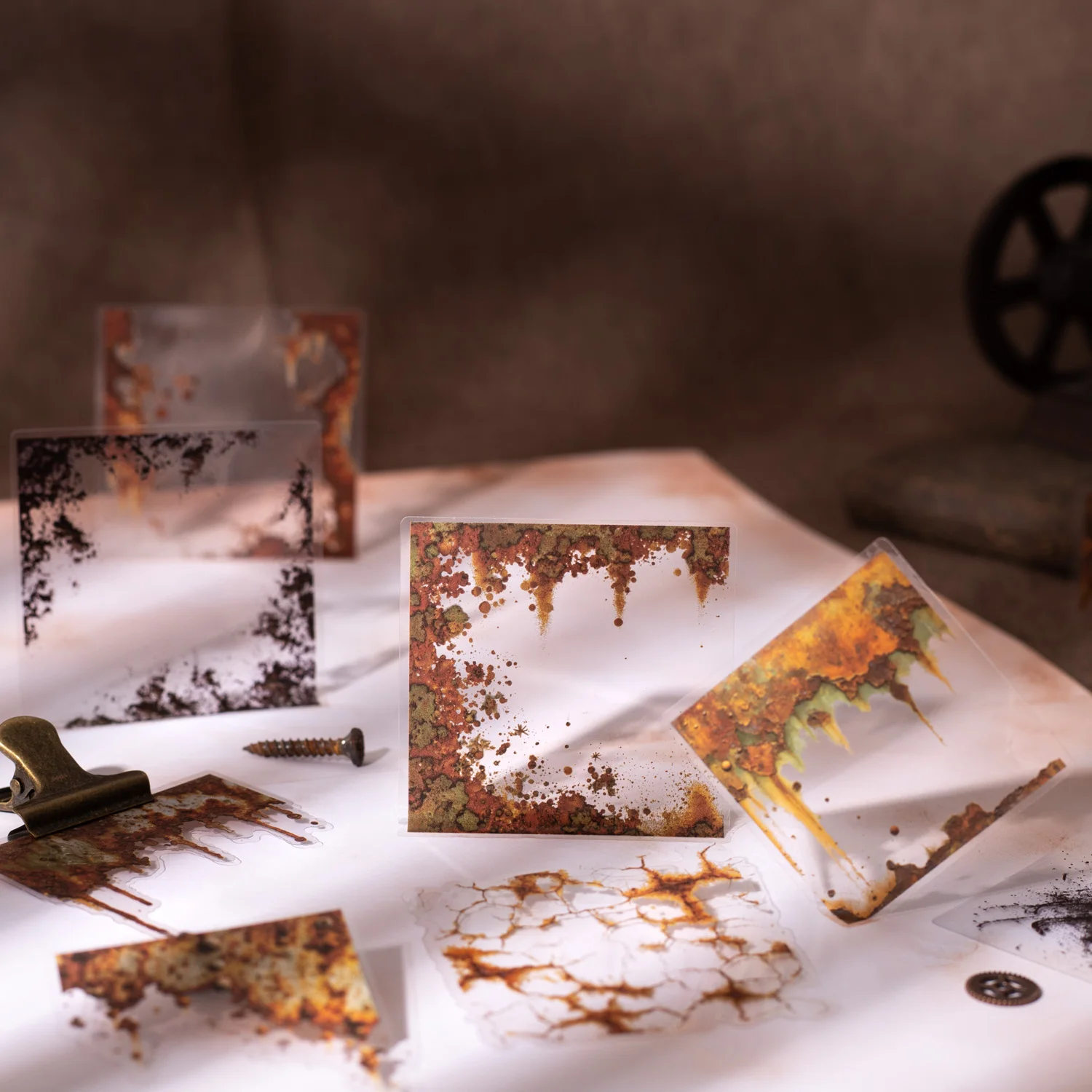 

Серия Motteld Rust Cracking, винтажный узор, пейзаж, наклейка для домашних животных, креативный материал для журнала «сделай сам», канцелярские принадлежности для коллажа