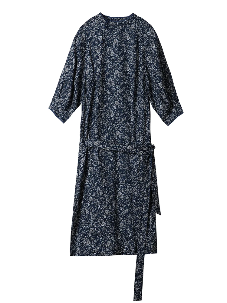 กระโปรงยาวผ้าไหมคุณภาพสูงลายดอกไม้เล็กๆ สไตล์จีน สำหรับผู้หญิง ใส่ทำงาน ดีไซน์ศิลปะ ทรงกลม รุ่น Ne ort Sl...