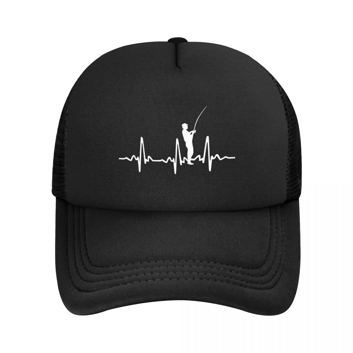 Fisherman Heartbeat Fishing Decal Unisex Adult Mesh Baseball Cap for Spring and Summer