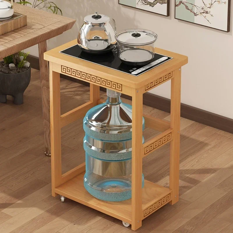 Boiling water tea table with wheels, movable and simple home balcony table with health pot