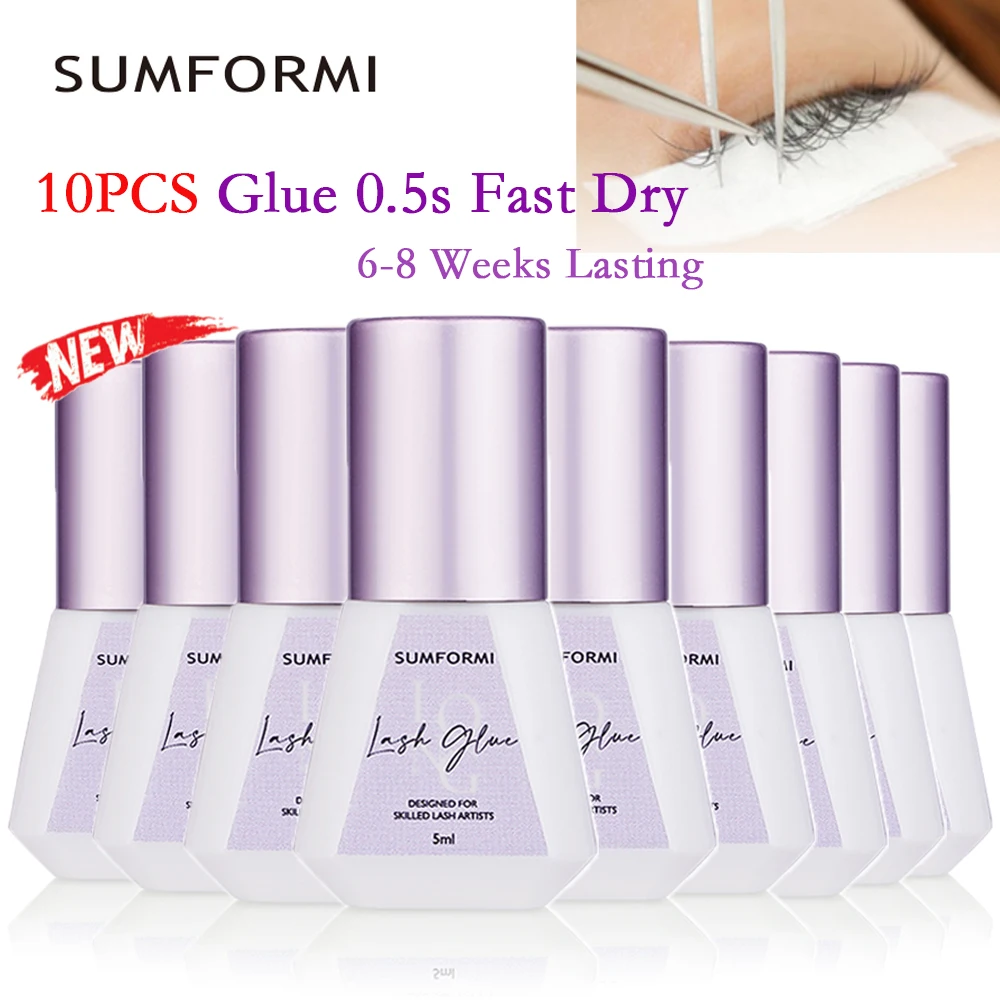 New Arrival SUMFORMI 0.5S Fast Dry Glue for eyelash extension Thin Low Odor Lash Glue No Irritation 10PCS Lash Extension Supplie