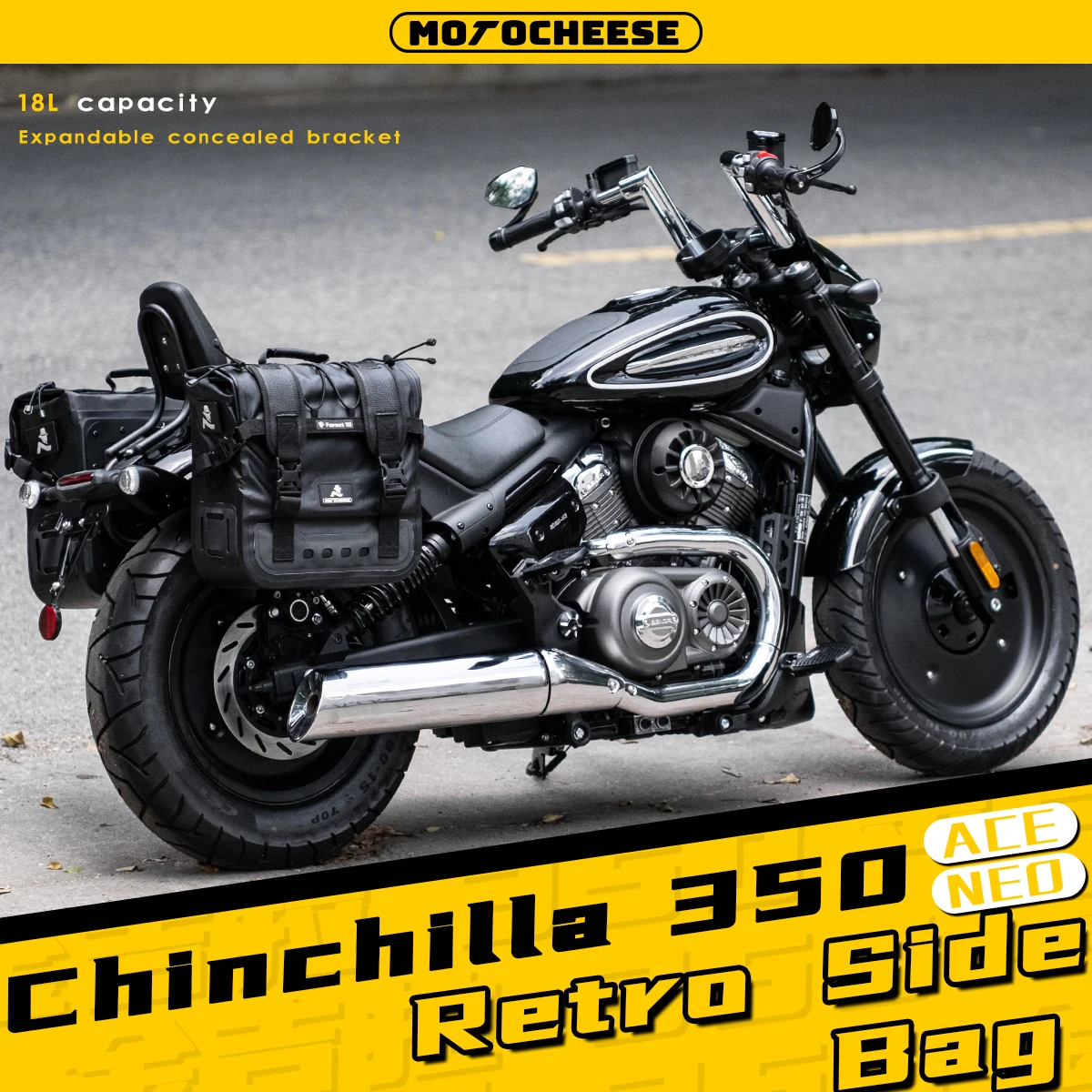 

Motorcycle PU Leather Saddlebags Luggage Side Bag Waterproof Tool Bags For Chinchilla 350