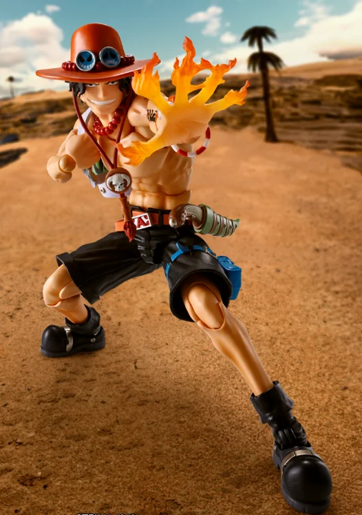 In Stock Bandai SHF One Piece Pirates Portkaras Ace Fire Fist Top War Joint Genuine Moving Figures Real Doll Collection Gifts