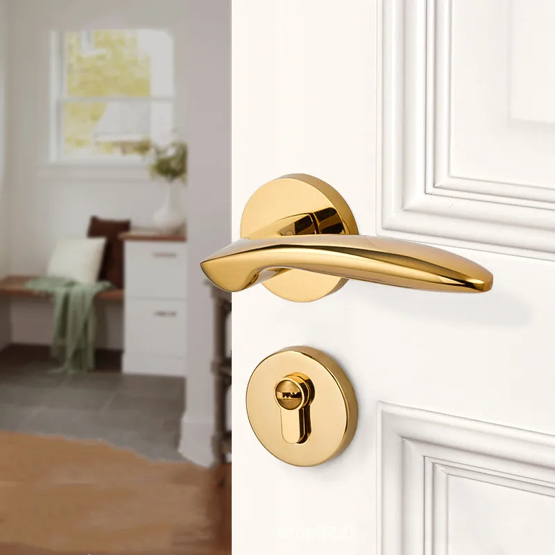 Gold Lever Door Handle For Interior Doors Modern Interiror Bedroom Bathroom Door Lever Set Dummy Privacy Passage lock