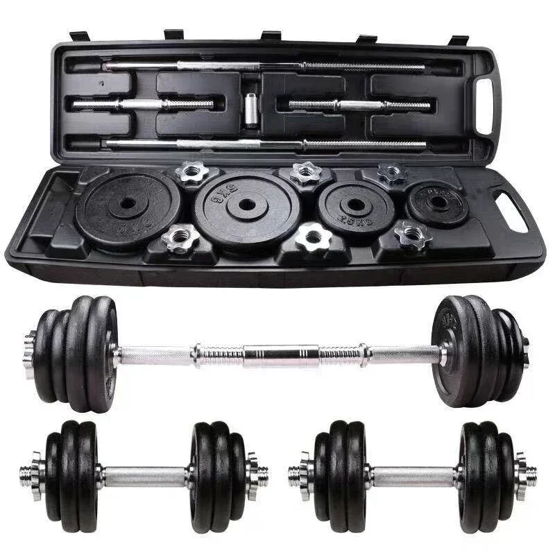 High-quality 20kg painted dumbbell suit can be turned into barbell adjustable household weight lifting squat fitness equipment.