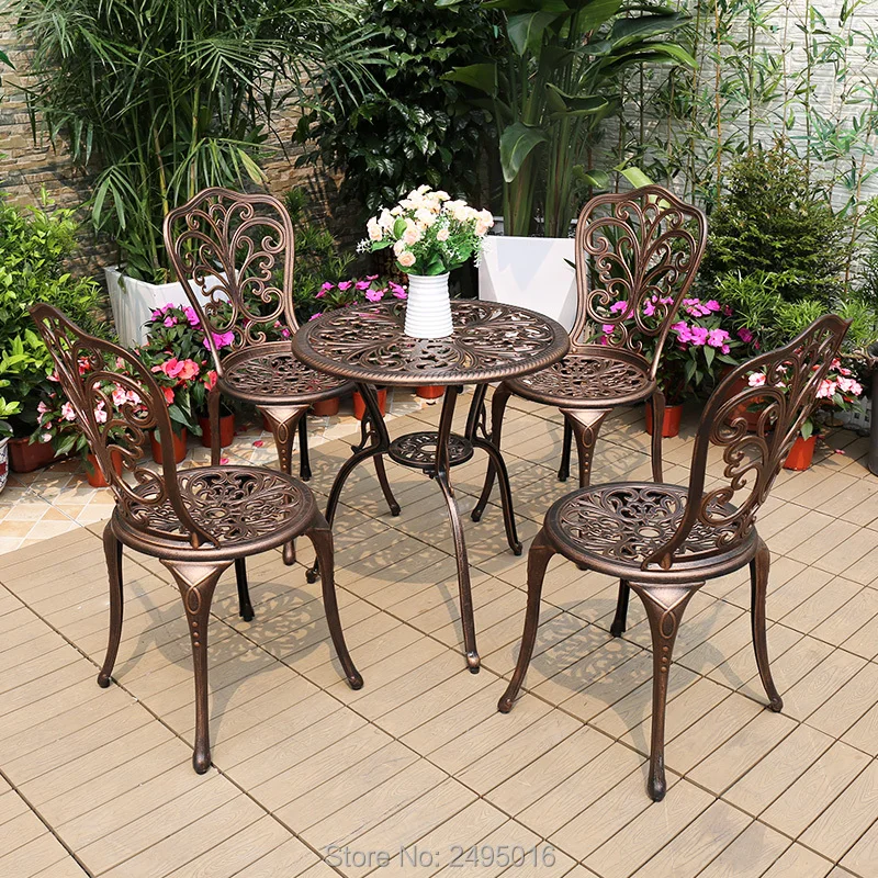 5pcs set Cast Aluminum Bistro Set Butterfly Design Patio Outdoor Furniture Garden Backyard Poolside