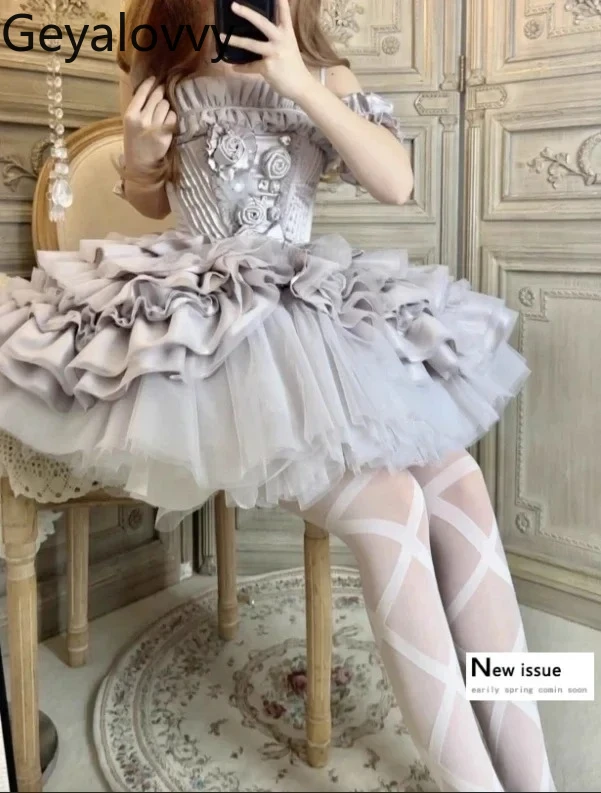 

Sweet Princess Slimming Tube Top and High Waist Short Skirt Outfits Summer New Temperament Celebrity Birthday Skirts Sets