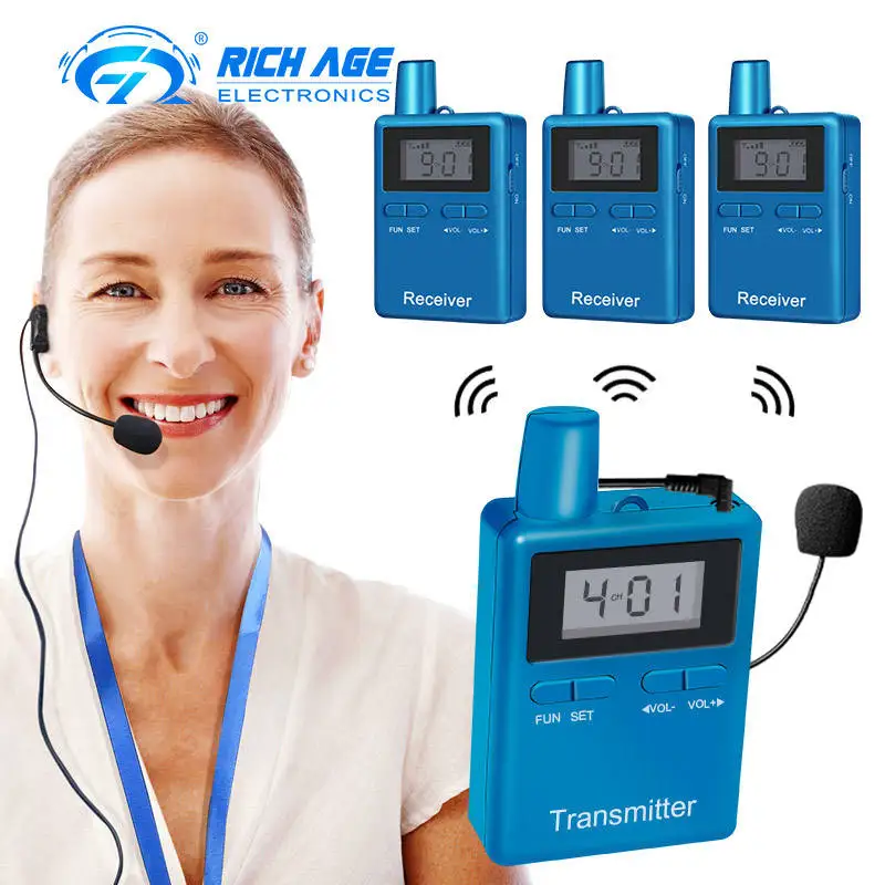 Rich Age RC2406 One Way Wireless Tour Guide System 1PC Transmitter Receivers For Church Translation Excursion Factory Training