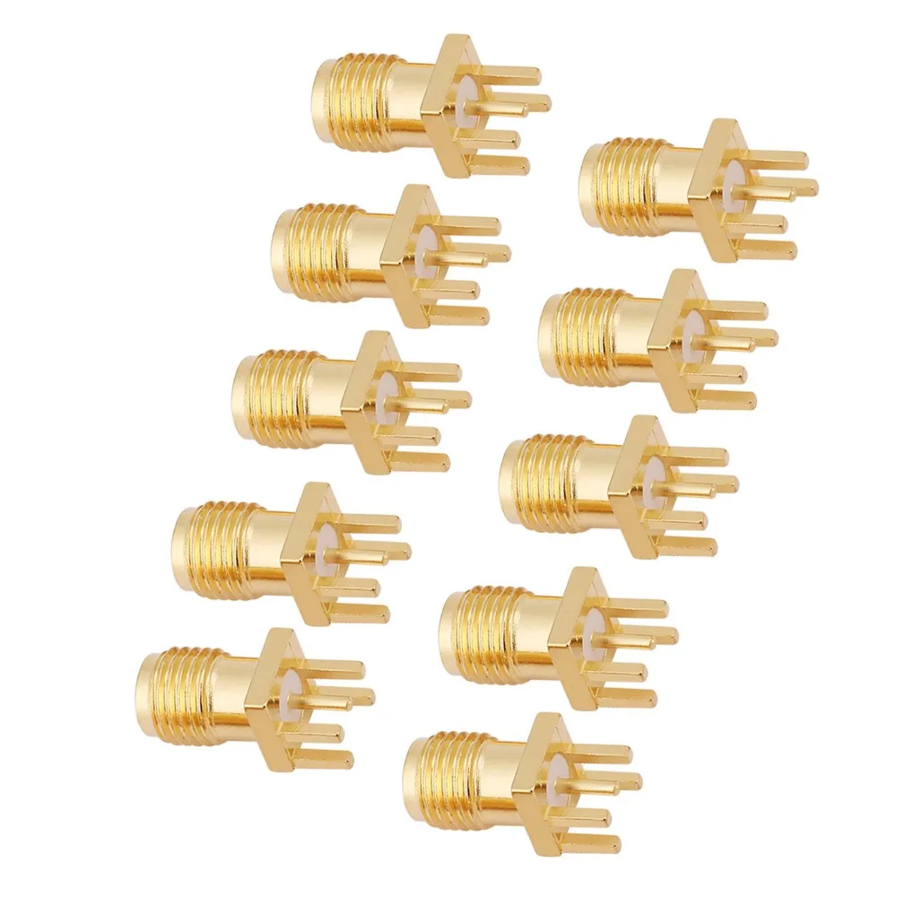 10PCS Copper SMA Female Connector 1.6mm Clip Edge Gold Plated PCB Mount Connector 50 Ohm Impedance RF Connector Adapter