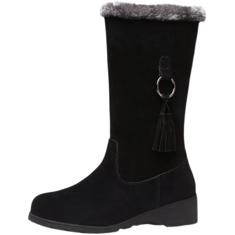 Snow Boots 2025 Winter Padded Shoes for Women Warm Soft Bottom Flat Bottom Cotton Shoes Anti-slip Mid Calf Booties for Women