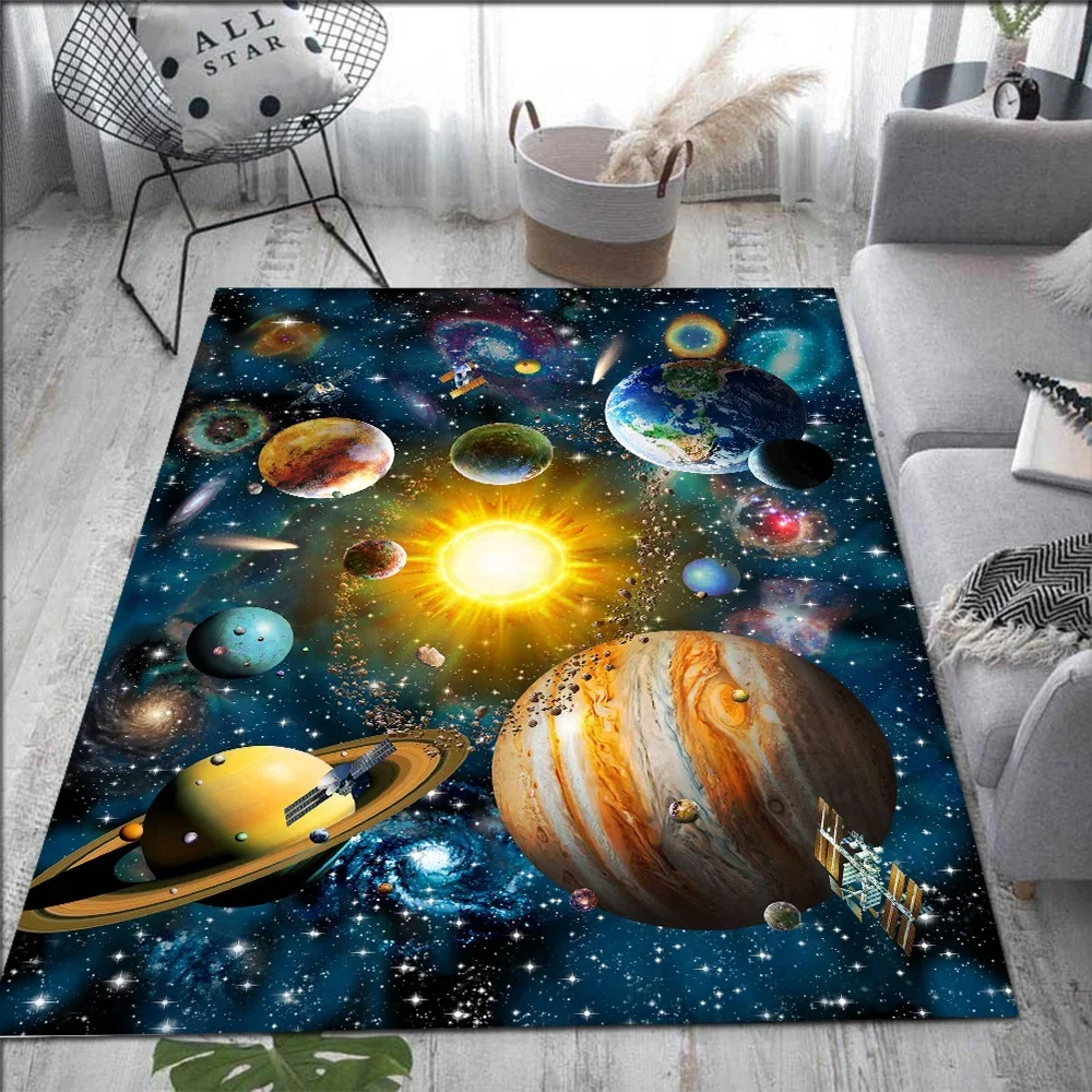 3D Printing Universe Flannel Floor Rug Lightweight Soft Cozy Carpet For Living Room Bedroom Home Fashion Decor