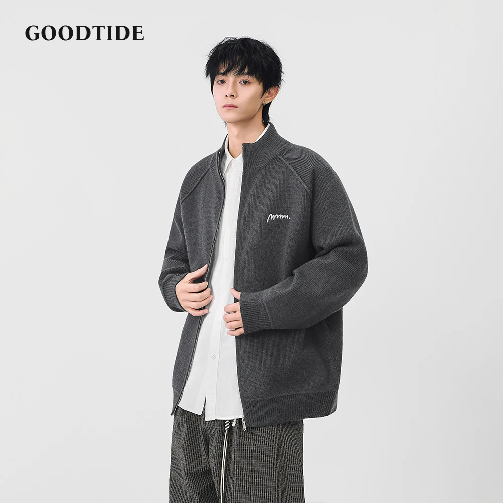 Fashion Men's Casual Full - Zip Mock Neck Cardigan 2025 Winter New Ribbed Knitted Jacket Detail Soft Long Sleeve Outerwear Top