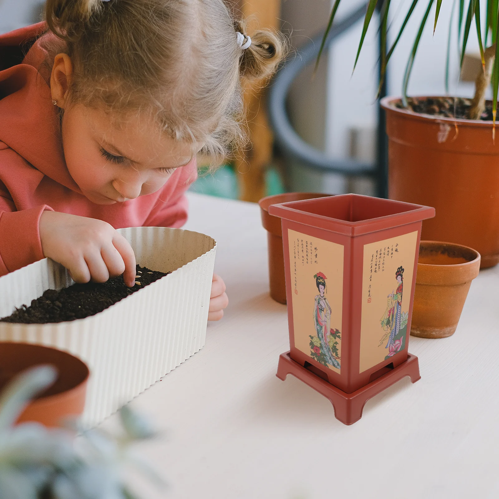 

Resin Planting Pots Beautiful Design for Indoor Household Plants chid Flowerpot Decor Practical Use Breathing Permeable