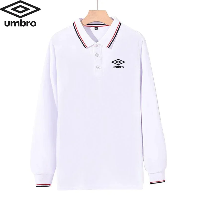 Embroidered Umbro High Quality Men's Long Sleeved T-shirt Summer Business Casual Sports Lapel Breathable Long Polo Shirt For Men