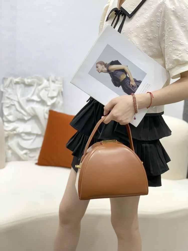 Original Designer Luxury Geometric Box Bags Women‘s High Quality PU Leather Semicircle Shoulder Bags Trend Crossbody Bag Wallet