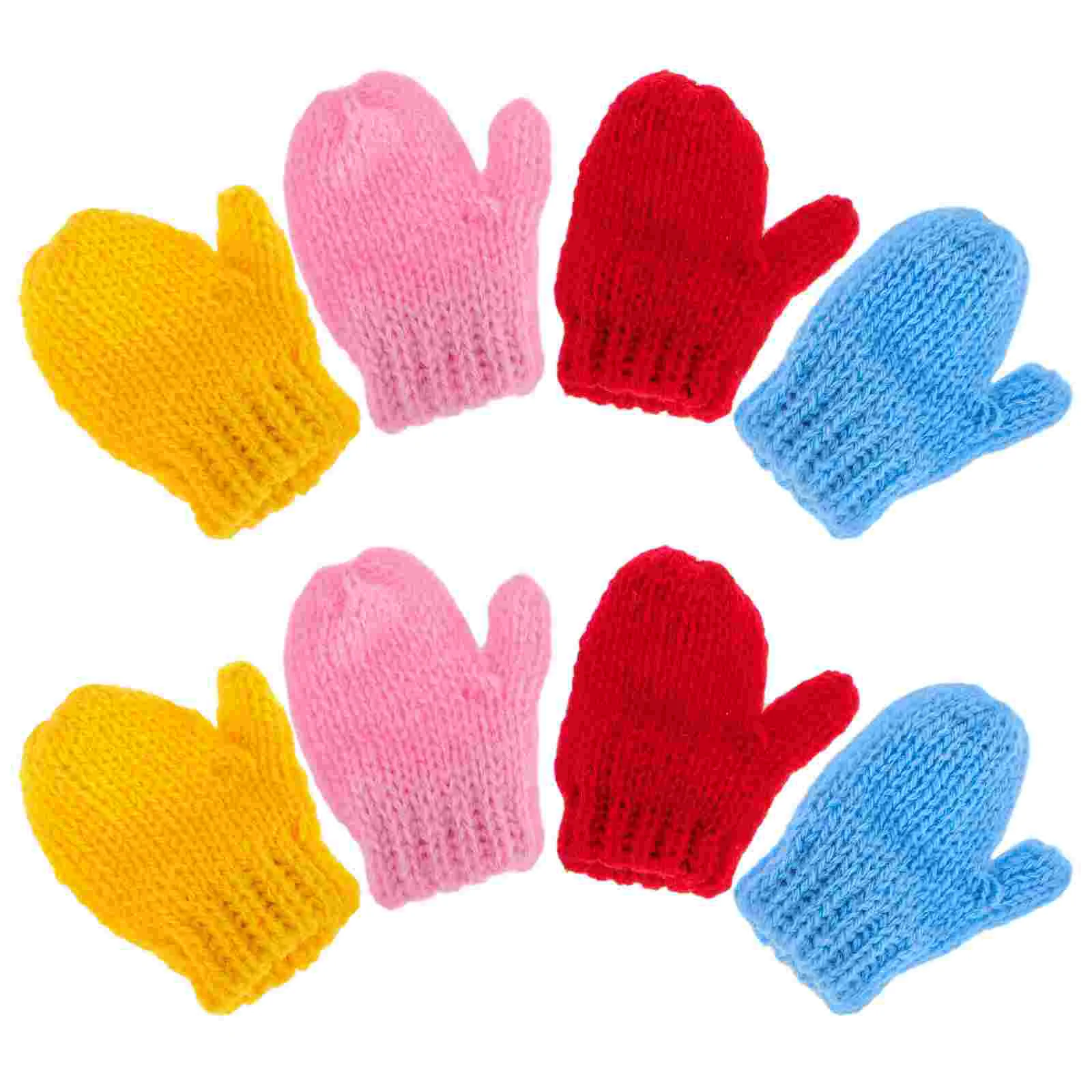 8pcs Mini Knit Gloves for Dolls Cute Supplies Soft Yarn Adorable Gloves Play Multiple Colors Great Value