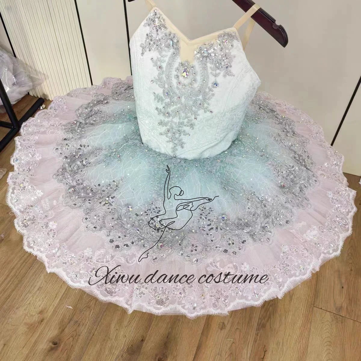 New Sky Blue Ballet dress TUTU skirt High-end Custom Bluebird Variations Forbes Competition fluffy skirt Girls