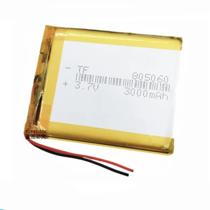 805060 3.7V 3000Mah Li-po Polymer Lithium Rechargeable Battery For Recorder Speaker GPS