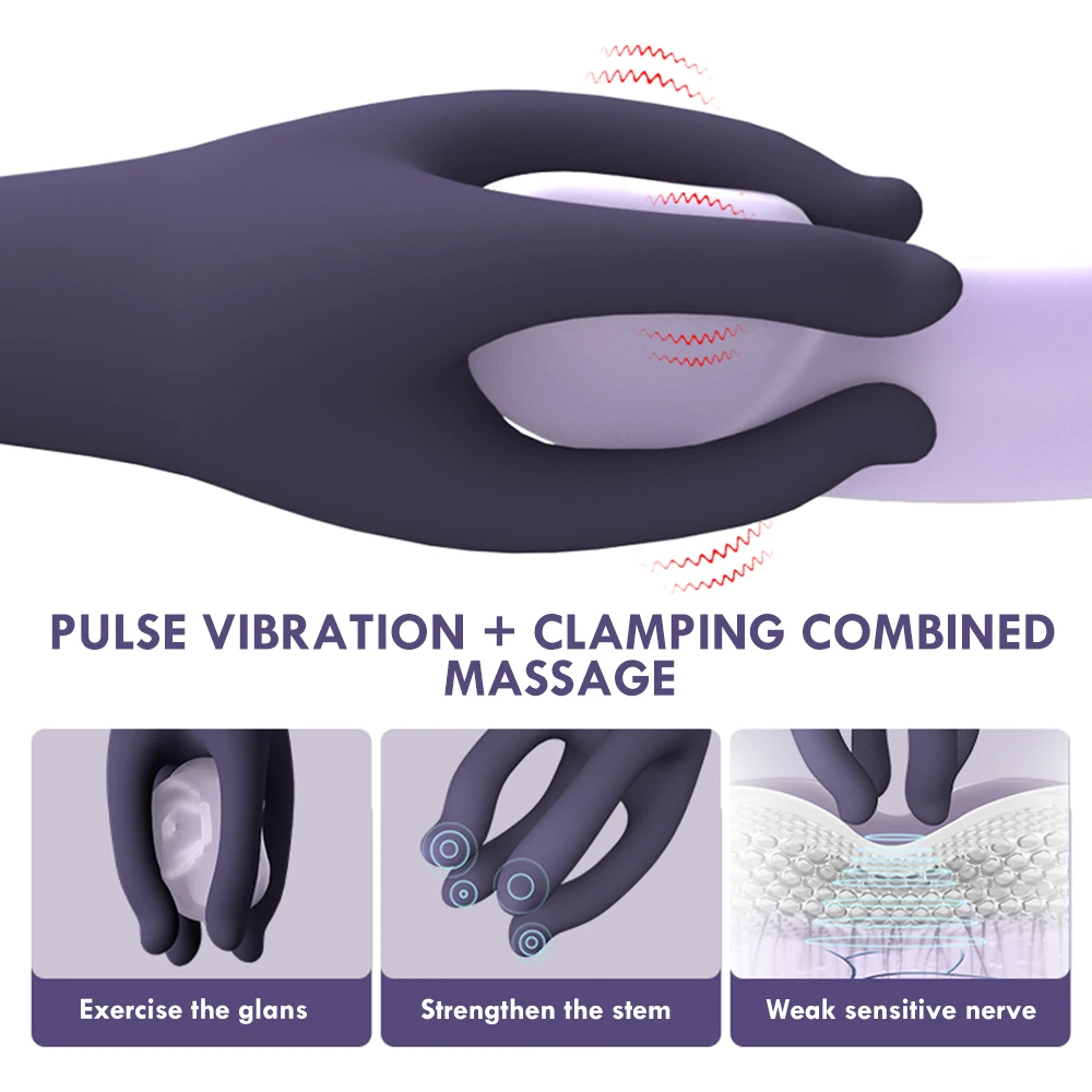 Penis Delay Trainer Exerciser Glans Stimulater Massager Mens Vibrator Male Masturbator Equipment Sex Toys Adult Goods For Men