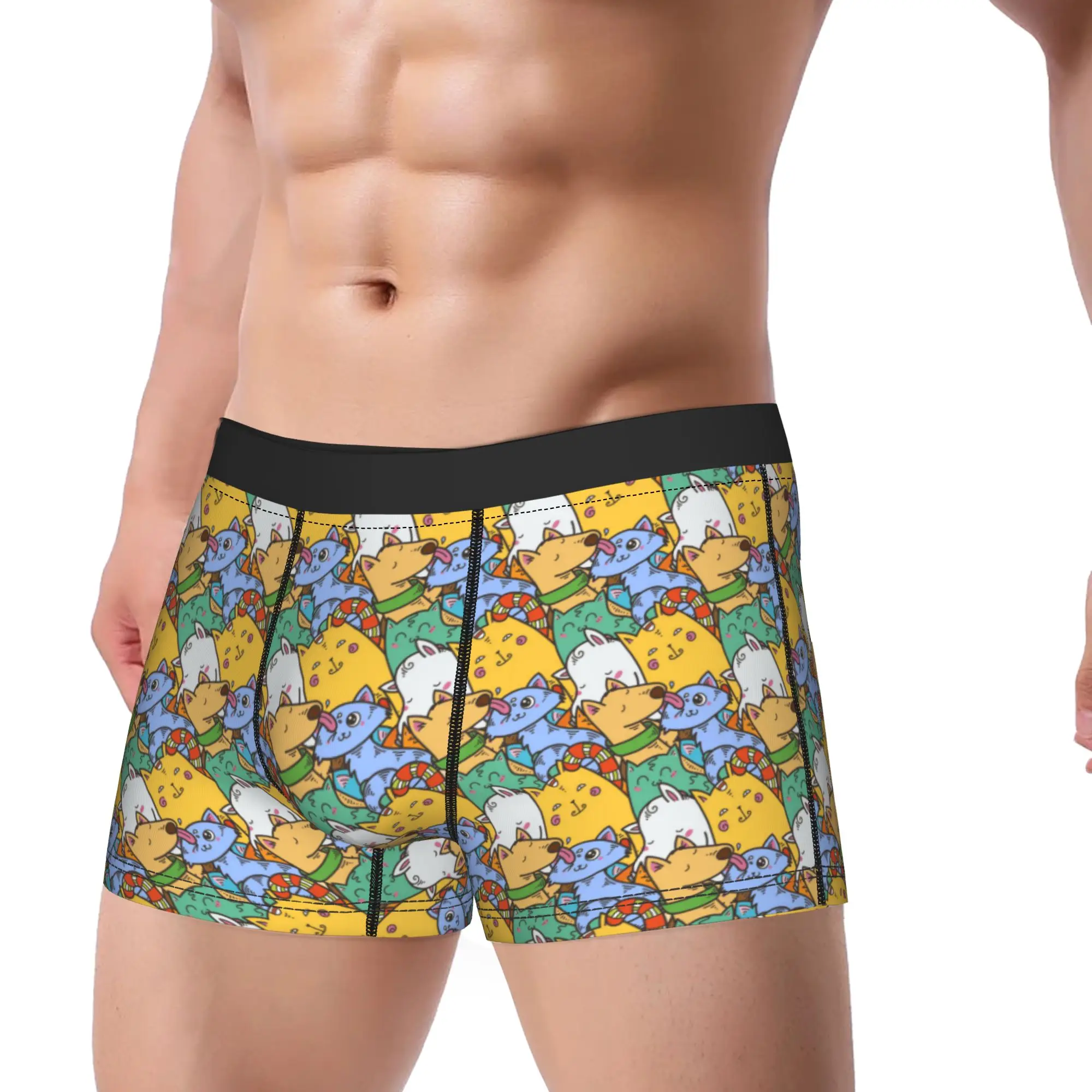 Cute Domestic Animals Kawaii Doodle Pets Cat Dog Print Trunk  Pouch Underwear Hot Sale Printing Shorts Briefs Panties Big Size