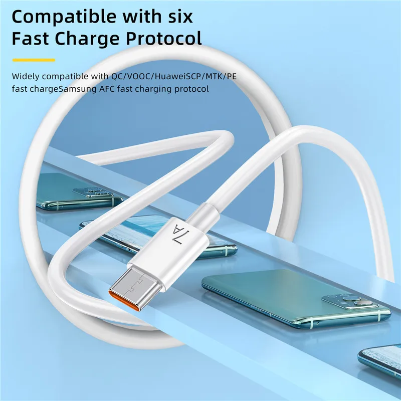 New 7A Superfast USB C Charging Cable For Huawei P40 Pro P30 100W Wire USB Type-C Charger Cord For Samsung S21 ultra S20 Poco