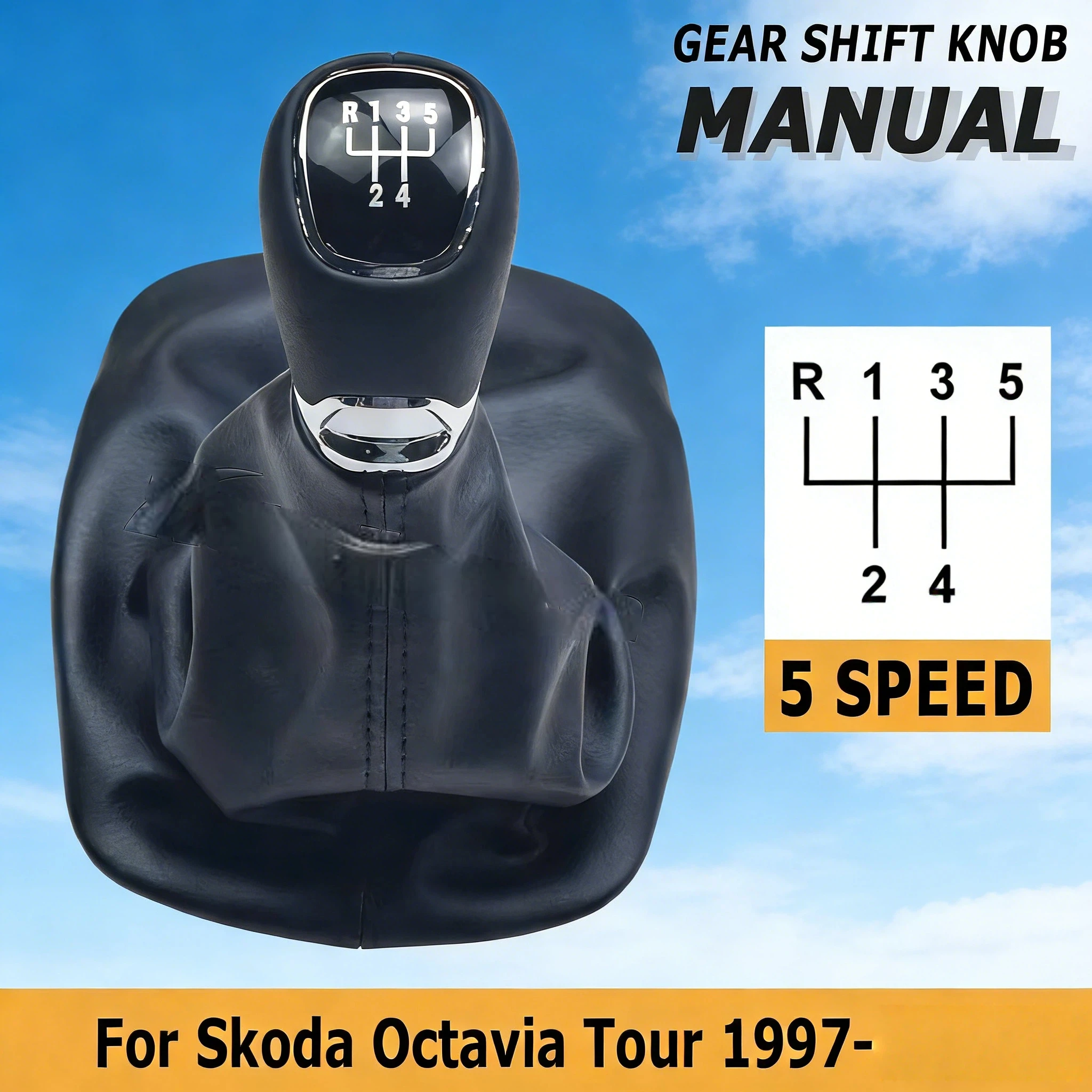 

Gear Shift lever knob with cover For Skoda Octavia 1997-2011 Tour Hole 23mm