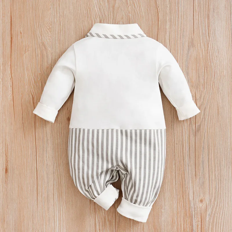 Spring And Autumn Newborn Gentleman Style Party Cotton Comfortable And Soft 0-18m Boys And Girls Long Sleeved Baby Bodysuit