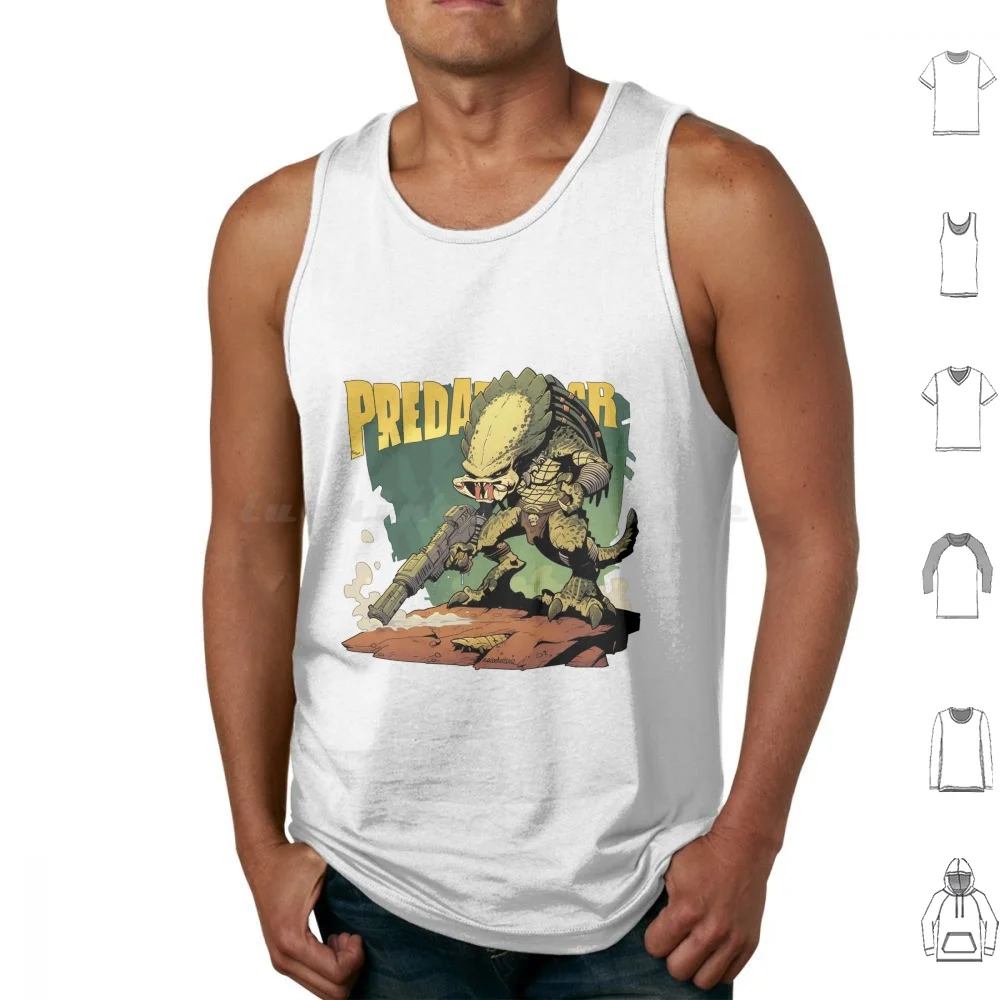 The Cartoon Tank Tops Vest Sleeveless Sci Fi Movie Arnold Schwarzenegger Vs Space Avp The Schwarzenegger 80s Creature