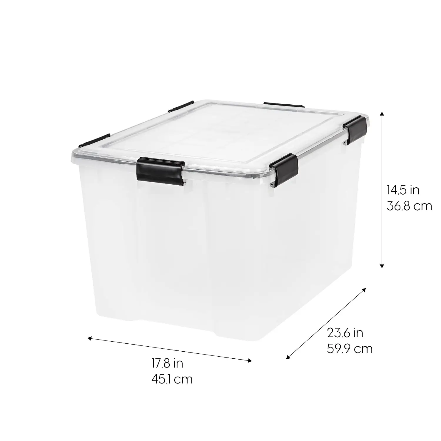 2 Pack WeatherPro Plastic Storage Bins with Lids, 74 Qt, Black