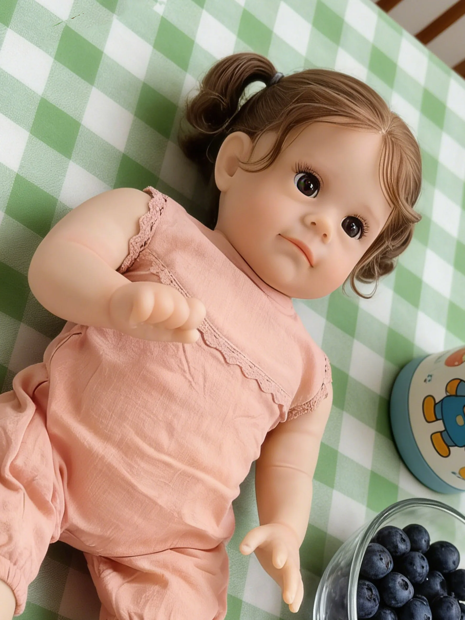 22Inch Newborn Maggi Hand-Rooted Hair Cloth Body Multiple Layers Painting Skin With Visible Veins Lifelike Toddler Reborn Doll