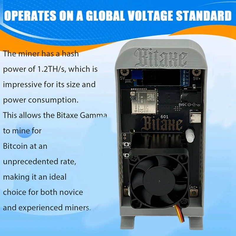 B08B-Bitaxe Gamma 601 1.2TH/S 18-22W BTC Solo Lottery Miner Bitcoin Crypto Miner BM1370 Asic From Antminer S21 Pro