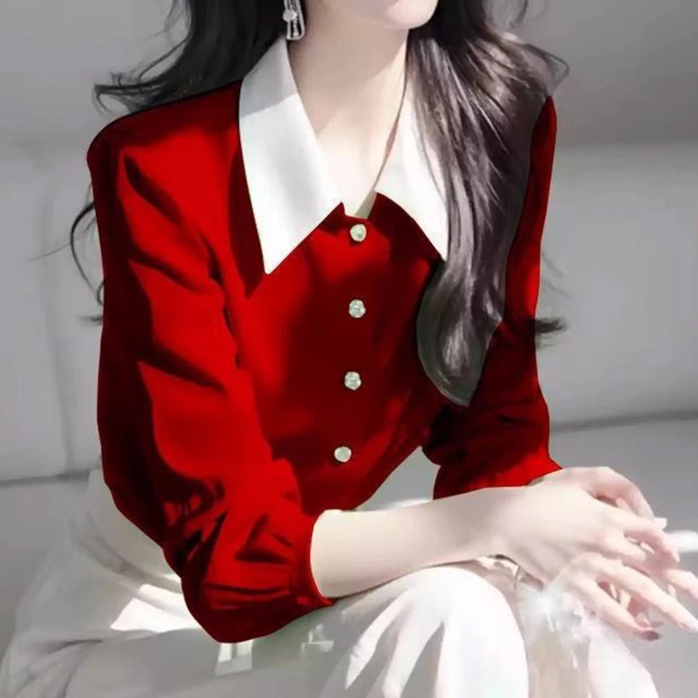 2025 spring clothing new high-end super good-looking unique and beautiful green contrasting chiffon shirt