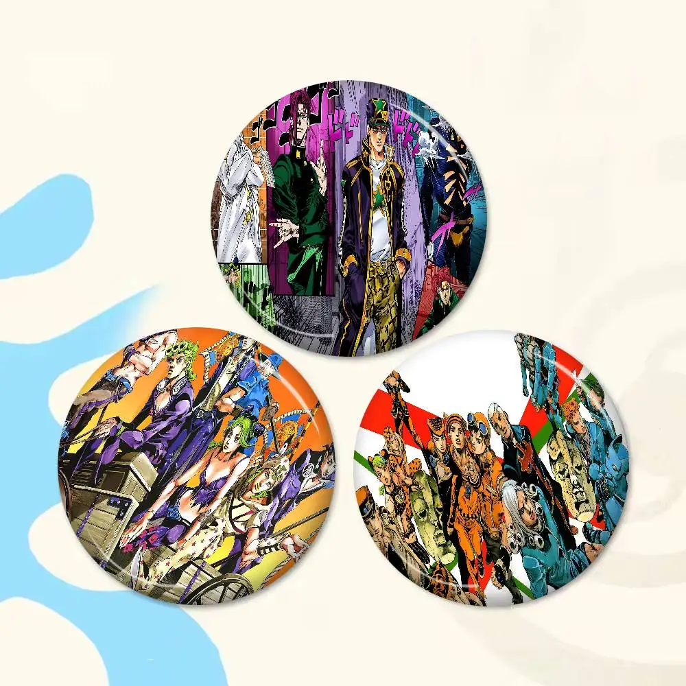 JoJo Bizarre Adventure Cute Anime Tinplate Pin Button Custom Anime Role Old-school Brooch Cartoon Collar Badge Jewelry Gift Fans