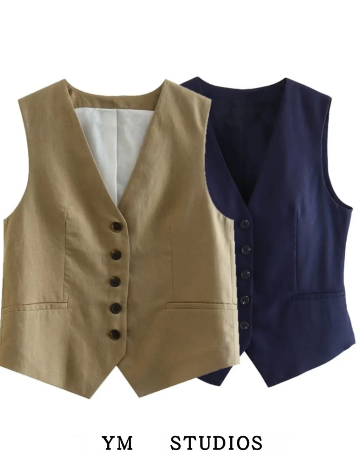 

Faionable ort Svel V-Ne irt Design Pure Color Single Button Women's Vest Top Base Layer Clothing Street Sle