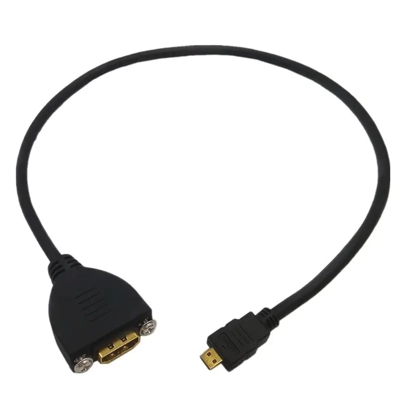 C-Type Mini D-Type Micro HDMI Compatible Male To Female High-Definition Extension Cable With Screw Holes For Fixed Panel Cable