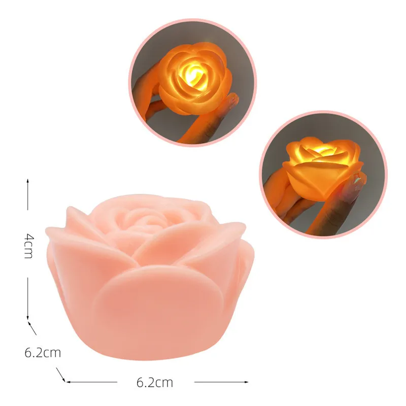 Romantic Color Changing LED Rose Flower Candle Night Light for Birthday Party Holiday Wedding Indoor Decoration Lamp