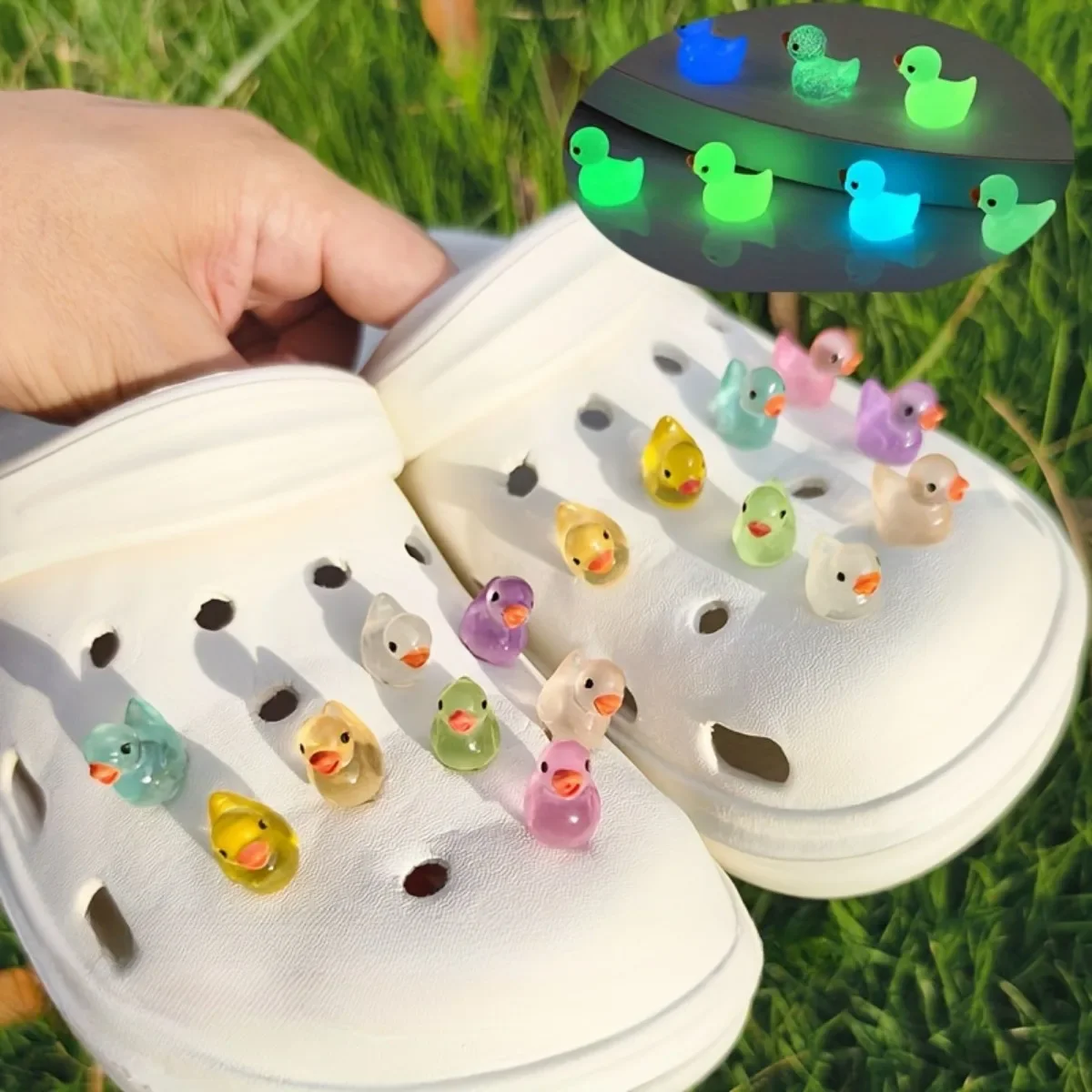 14/16PCS Leuchtende 3D DIY Abnehmbare Schnalle Schuhe Zubehör Ente Schuh Charms Set Nette Weihnachten Enten Erweiterte schuh Dekorationen – Detail 5