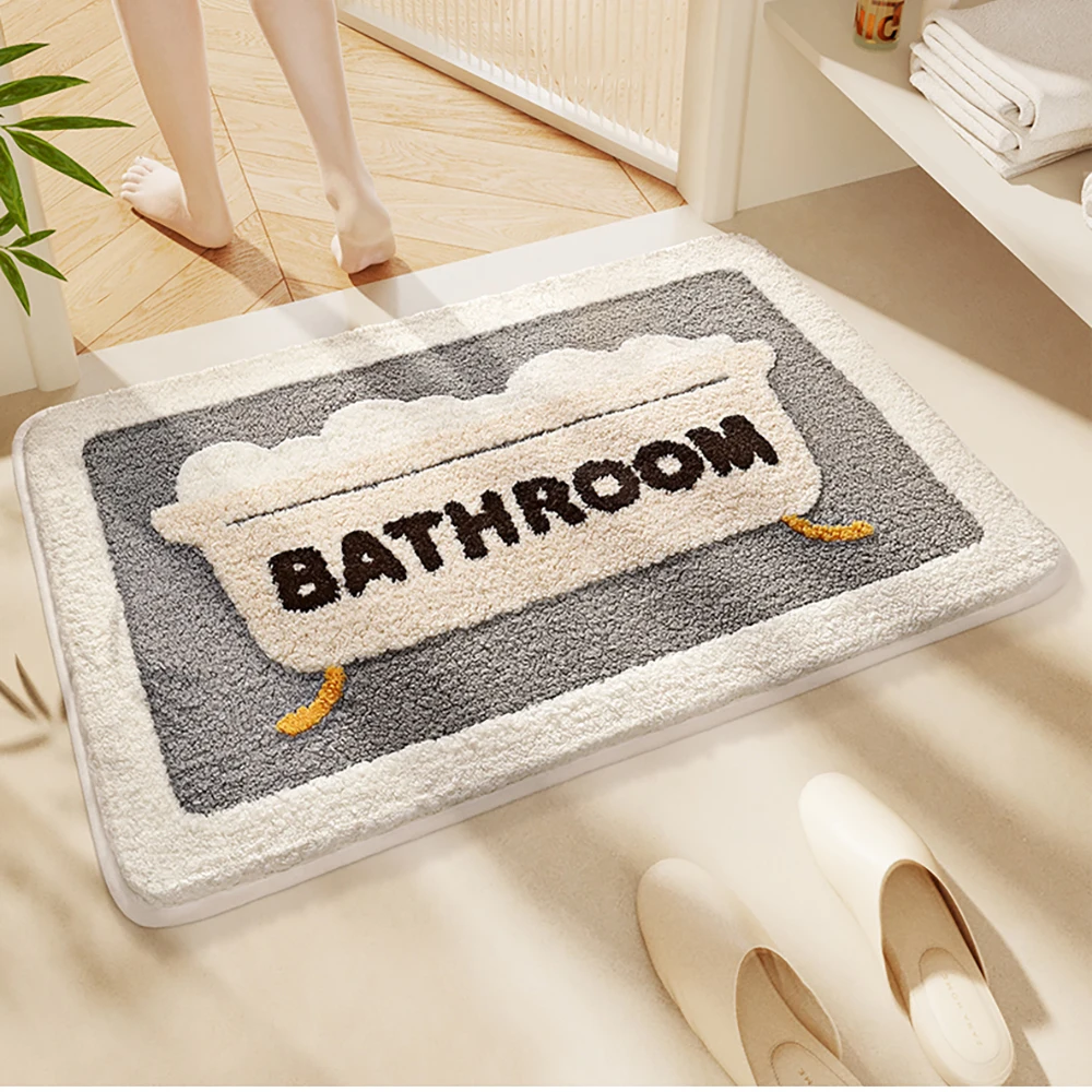 Soft Tufted Absorbent Rug Non-Slip Bathroom Living Room Bedroom Entrance Carpet Plush Children's Floor Foot Mat Room Decoration