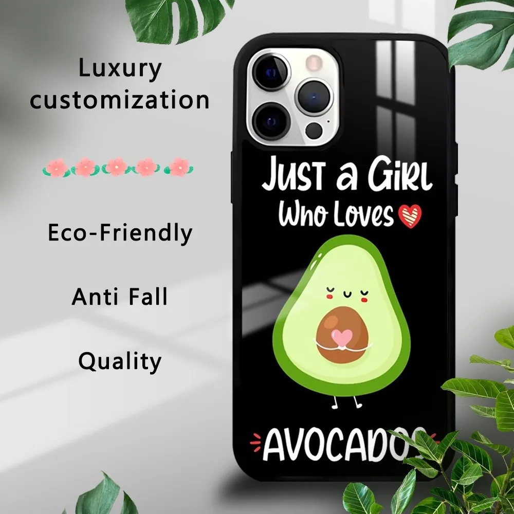 

Just A Girl Who Loves Avocados Phone Case For iPhone 16 15 14 13 12 11 Pro Xs Max Mini Plus Celulares Hard Funda