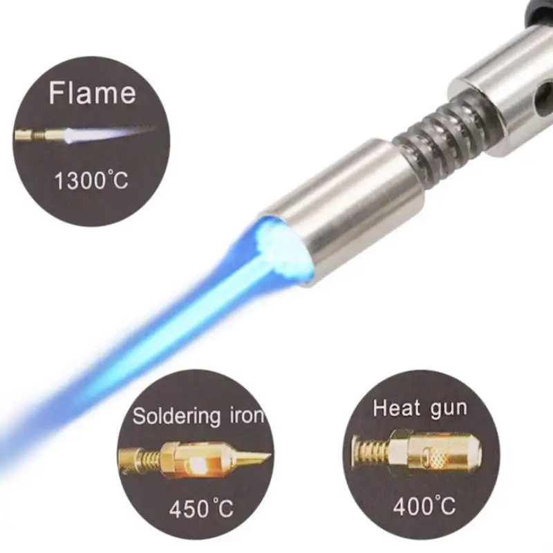 1300 Celsius 3in1 4In1 Portable Soldering Iron Kit Welding Pen Burner Blow Torch Gas Soldering Iron Cordless Butane Tip Tool