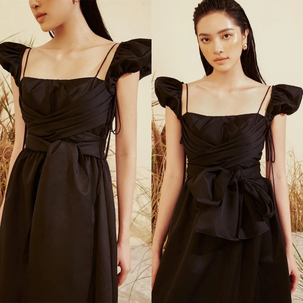 

Customized Formal Black Evening Dress Modern Strapless Short Sleeves Homecoming Dresses Temperament Special Occasion Gowns